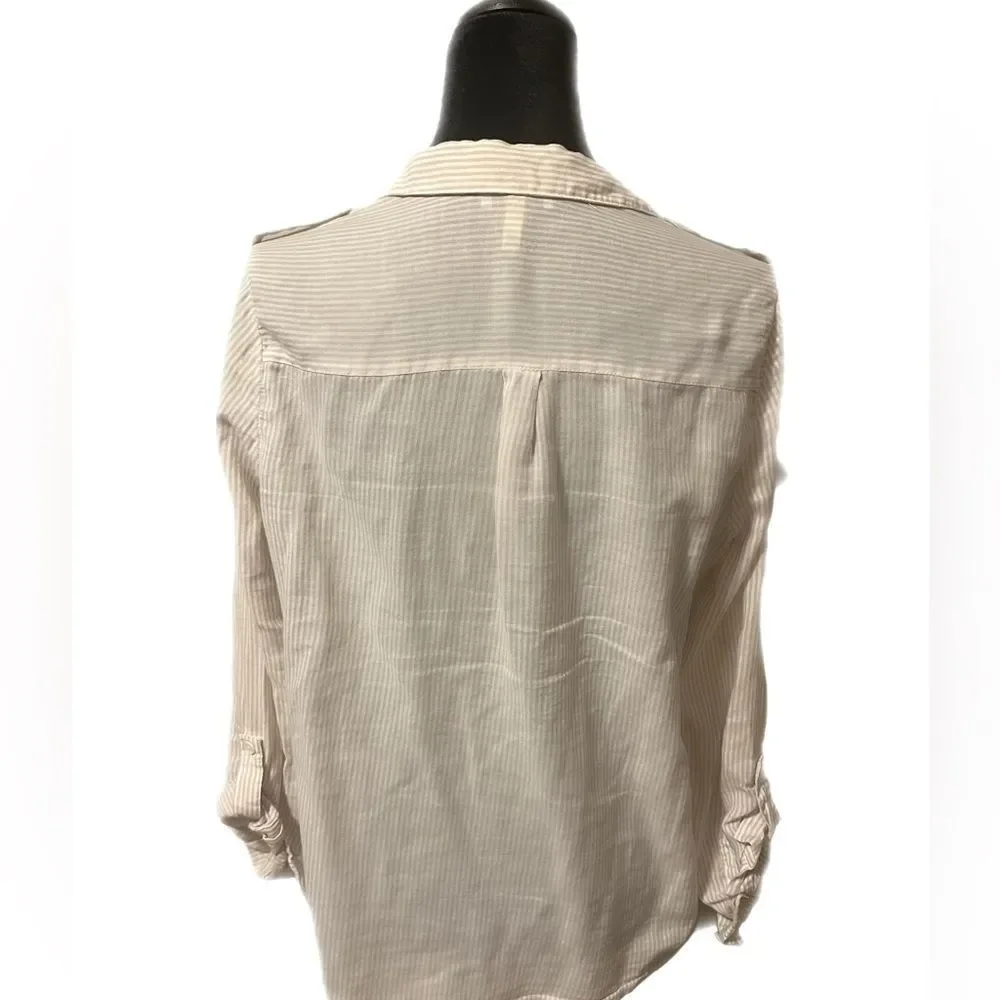 Joie light pink and white striped button up blouse size small - Picture 2 of 3